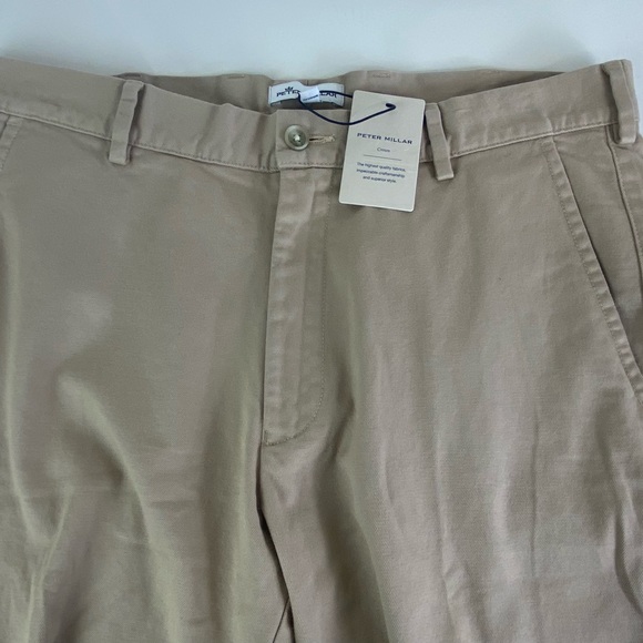NWT Peter Millar Crown Pilot Twill Flat Front Trouser Pants Chinos KHAKI $175 - Picture 3 of 10